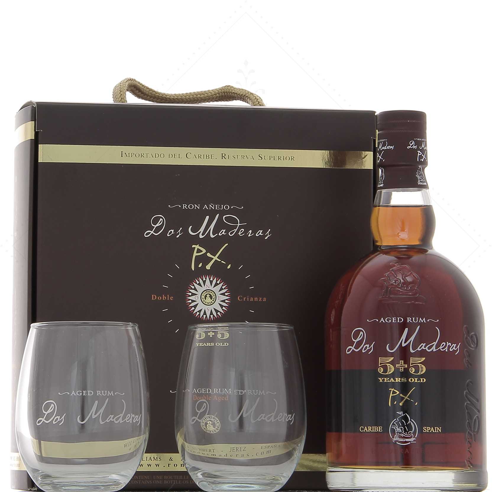 Dos Maderas PX 5+5 coffret avec 2 verres 40°