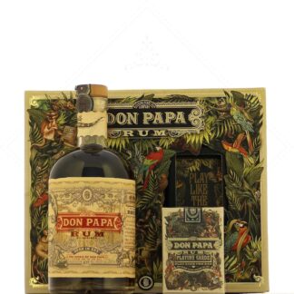 Don Papa Single Island 40° en coffret avec un jeu de cartes
